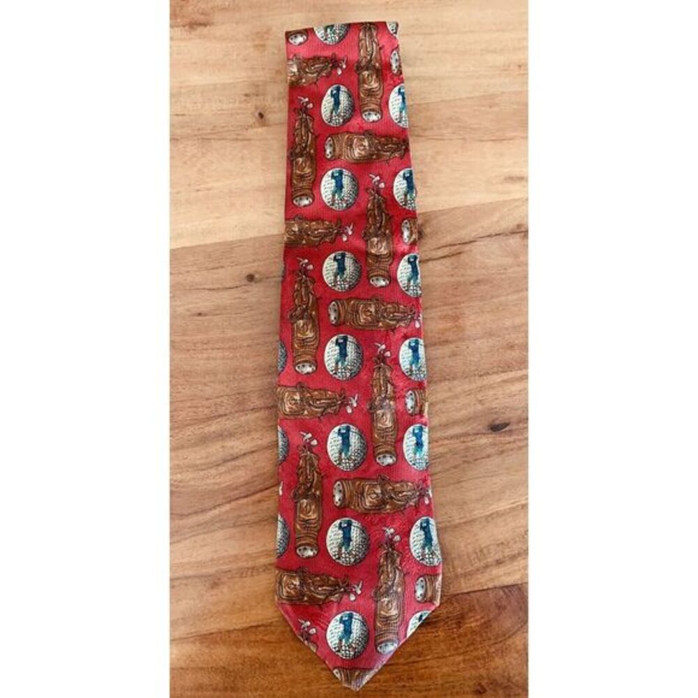 Robert Talbott 100% Silk Golf Club Bag Ball Golfer Tie Hand Sewn Handmade In USA
